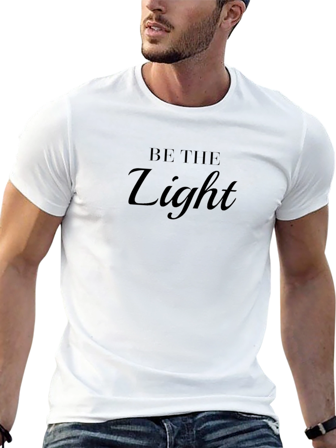Be The Light Black T-Shirt - Inspirational Mens Tee