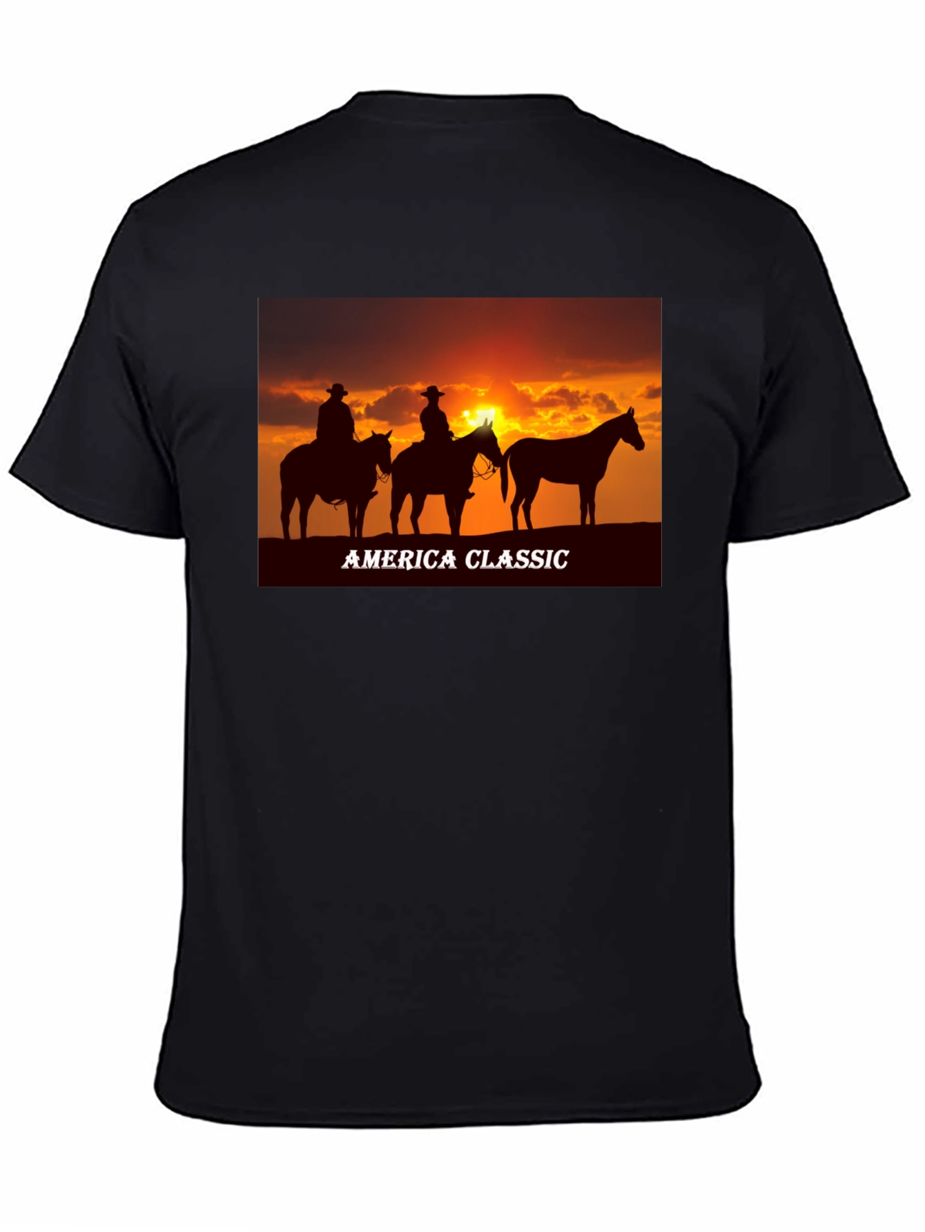 America Classic Cowboy Sunset Graphic T-Shirt