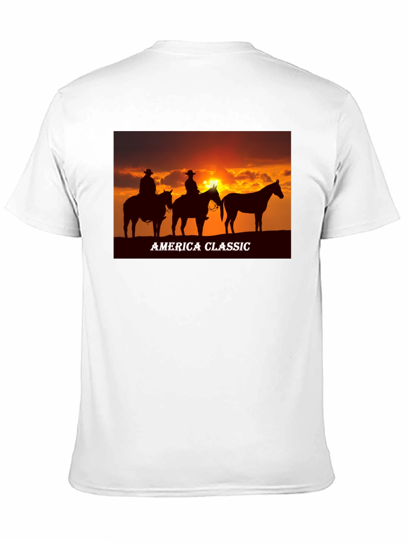 America Classic Cowboy Sunset Graphic T-Shirt
