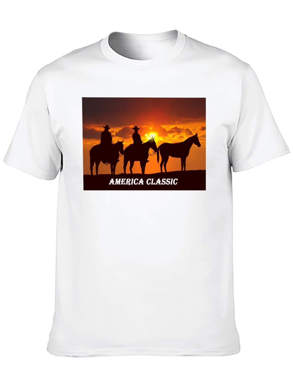 America Classic Cowboy Sunset Graphic T-Shirt