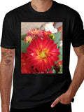 Floral Print Black Tee