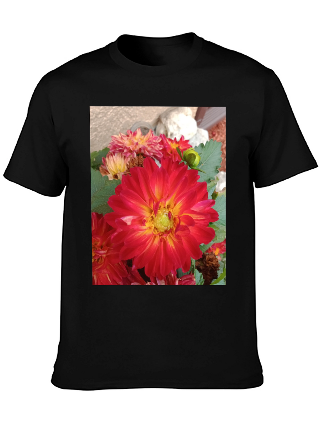 Floral Print Black Tee