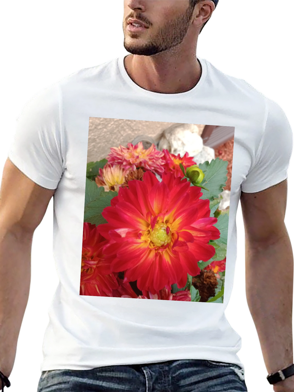 Floral Print Black Tee