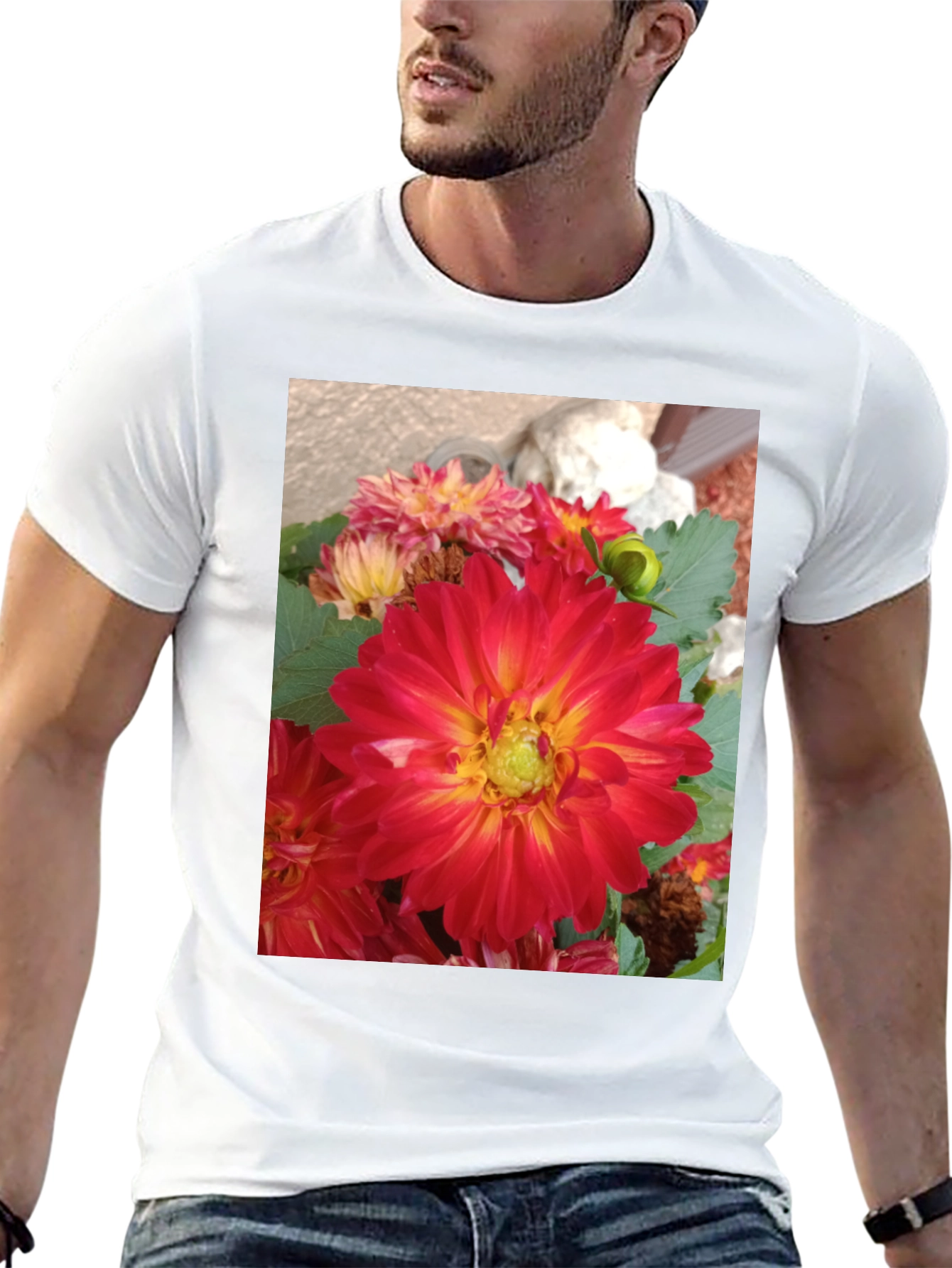 Floral Print Black Tee