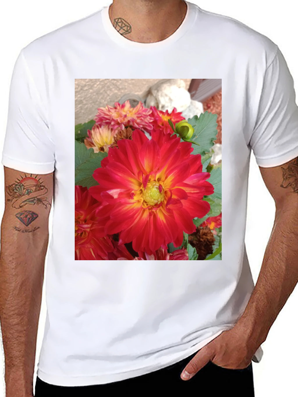 Floral Print Black Tee