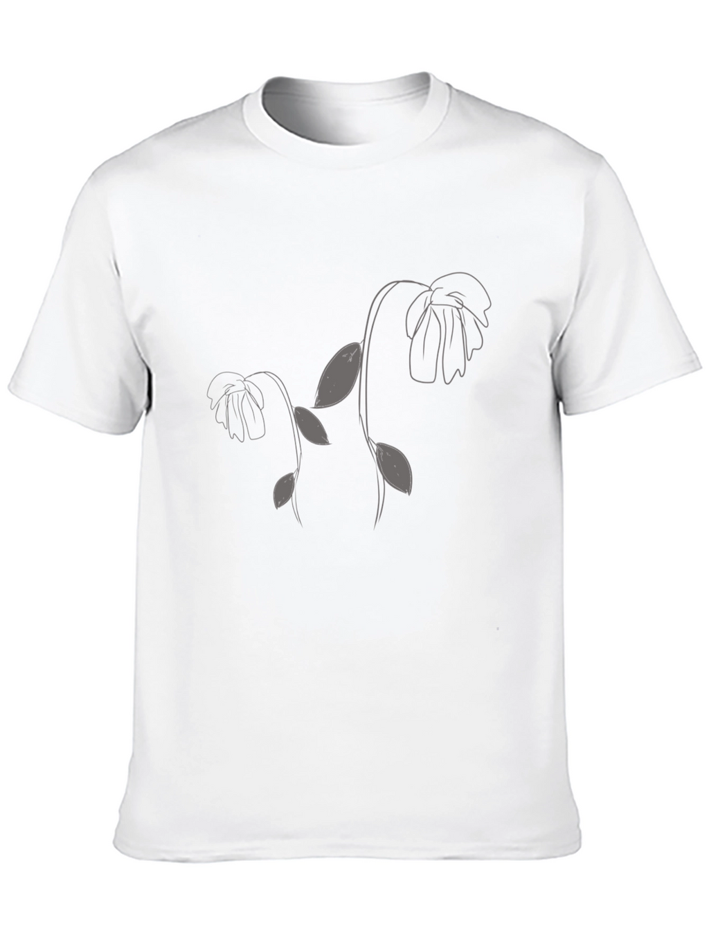 Minimalist Floral Print Black T-Shirt