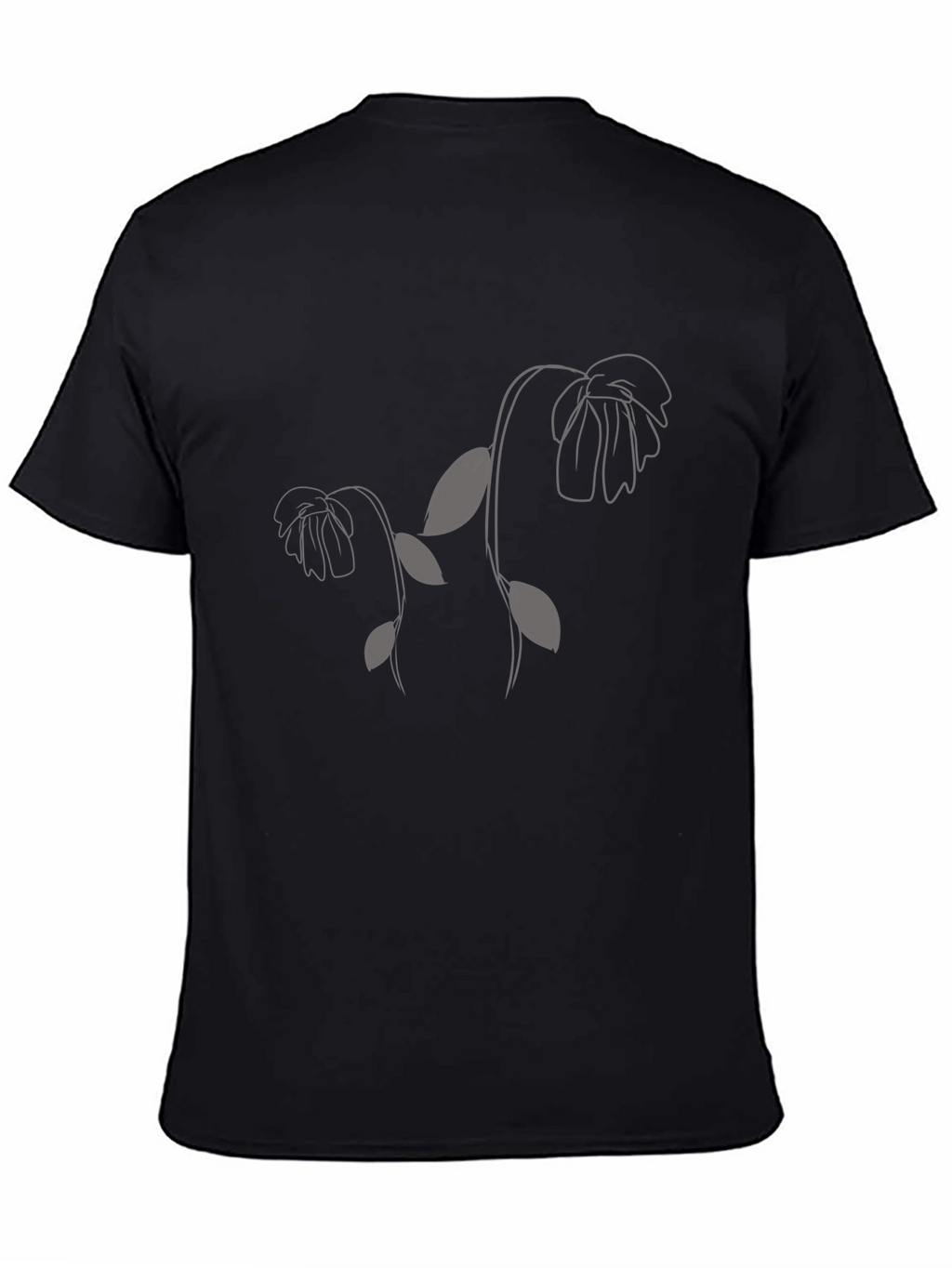 Minimalist Floral Print Black T-Shirt
