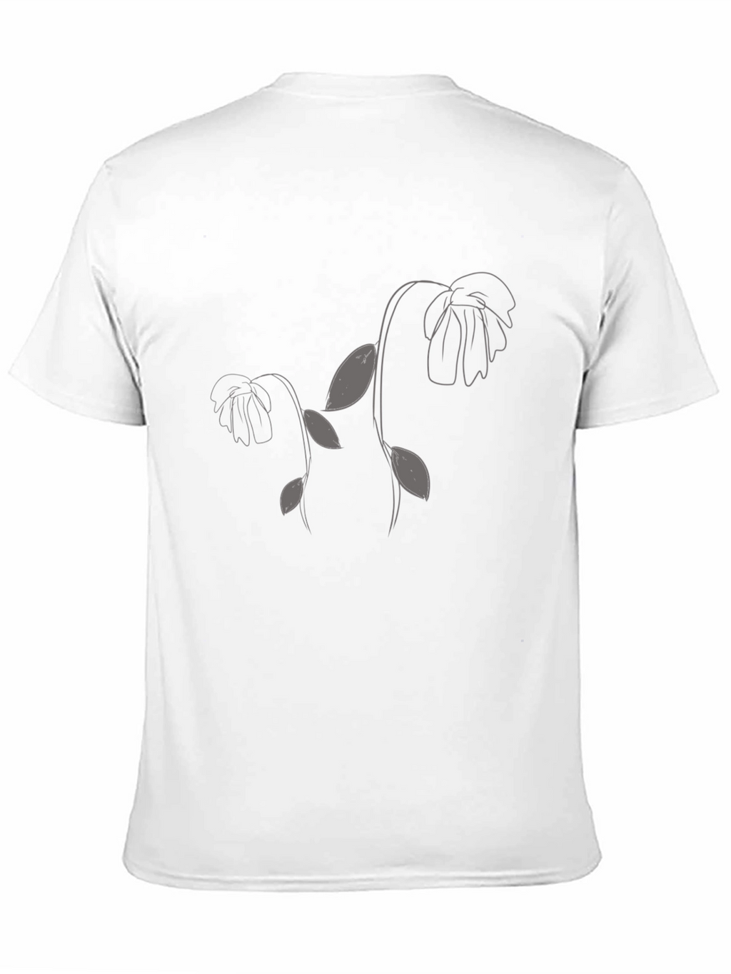 Minimalist Floral Print Black T-Shirt