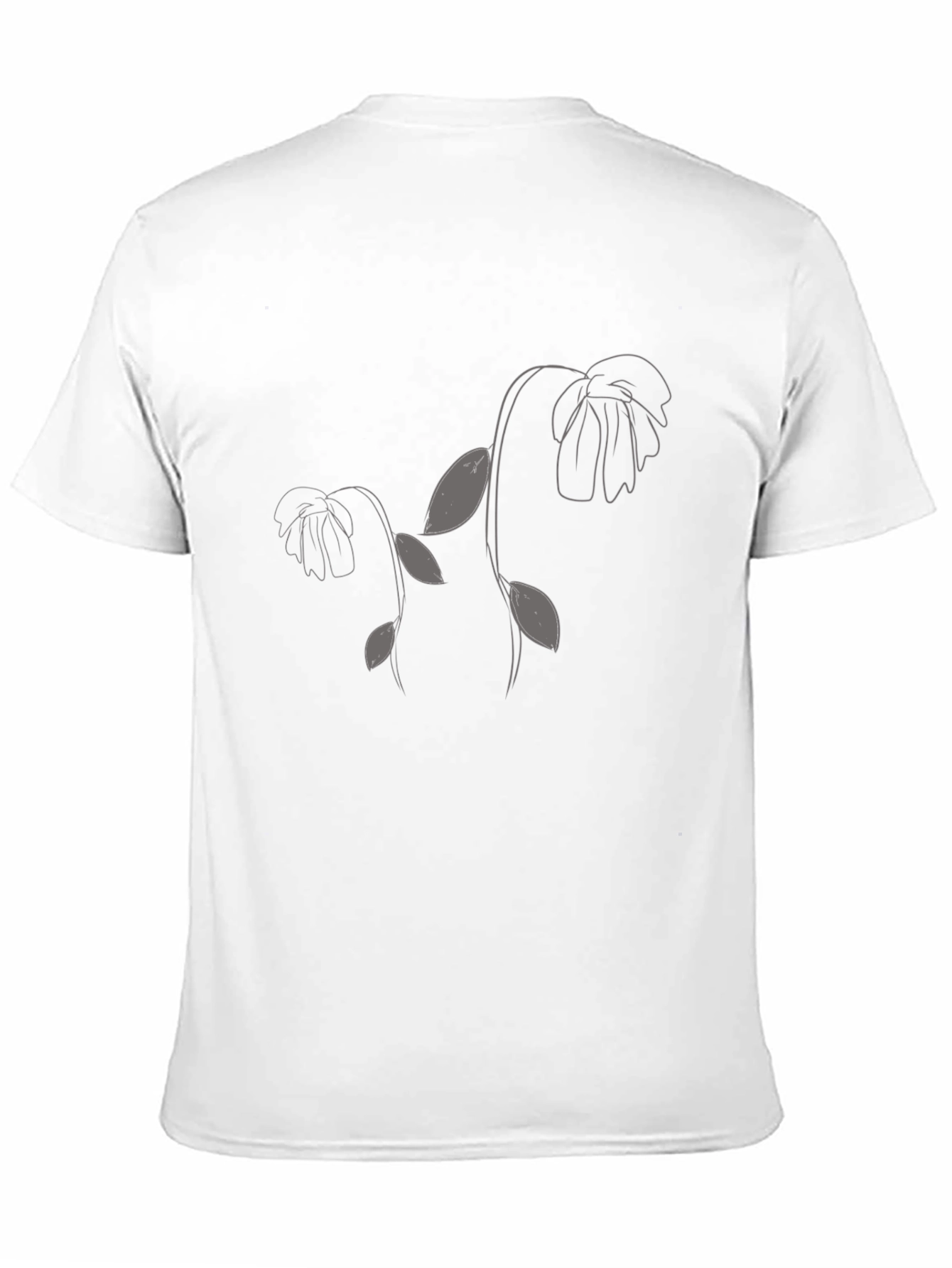 Minimalist Floral Print Black T-Shirt