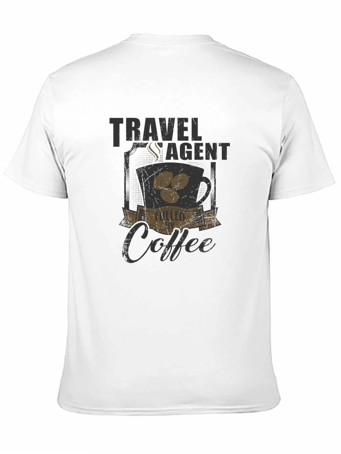 Travel Agent Fueled By Coffee Black T-Shirt