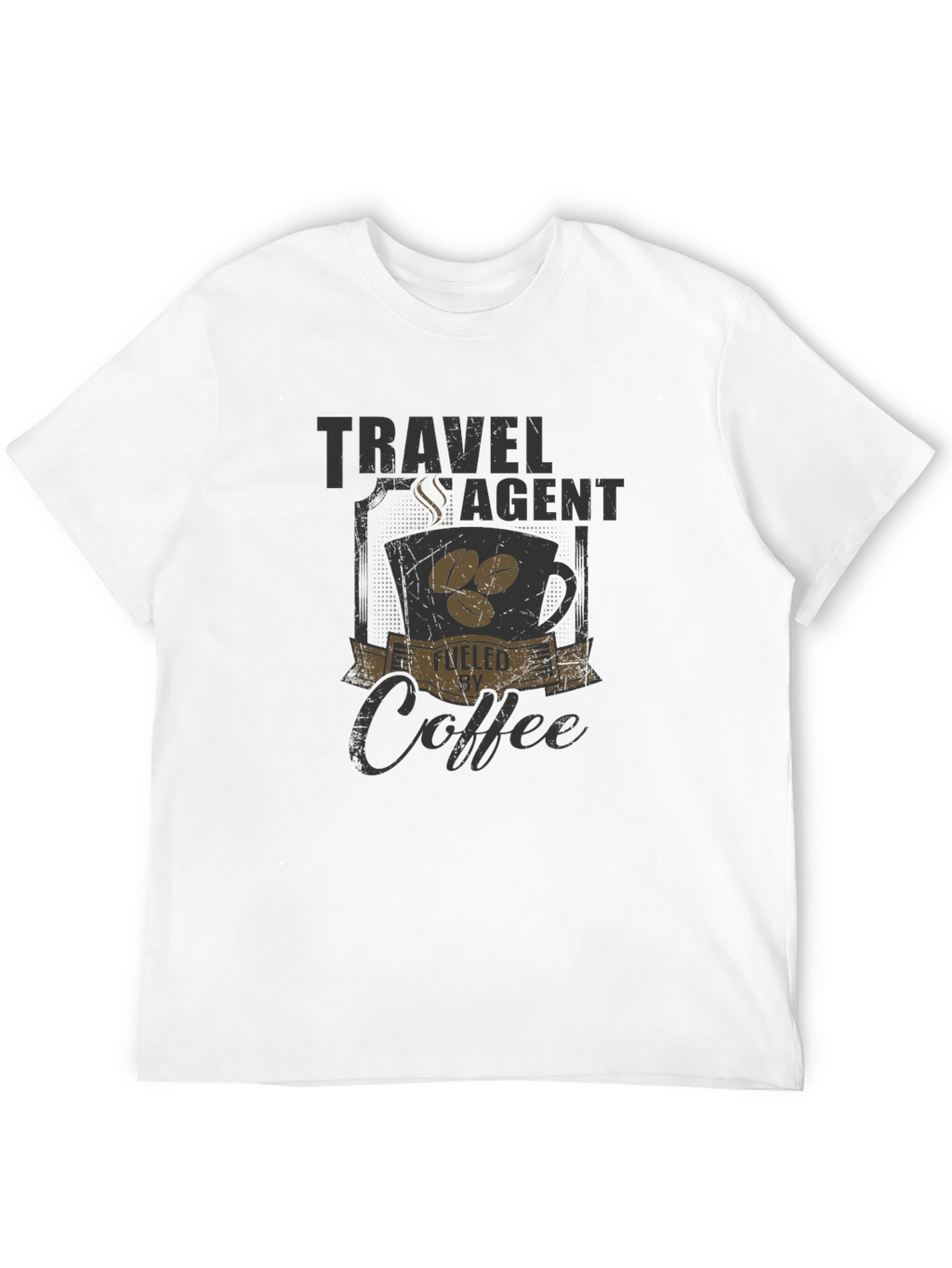 Travel Agent Fueled By Coffee Black T-Shirt