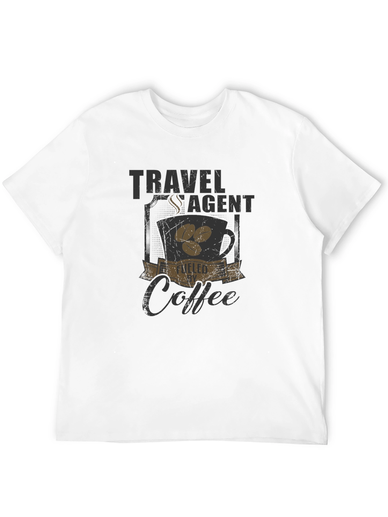 Travel Agent Fueled By Coffee Black T-Shirt