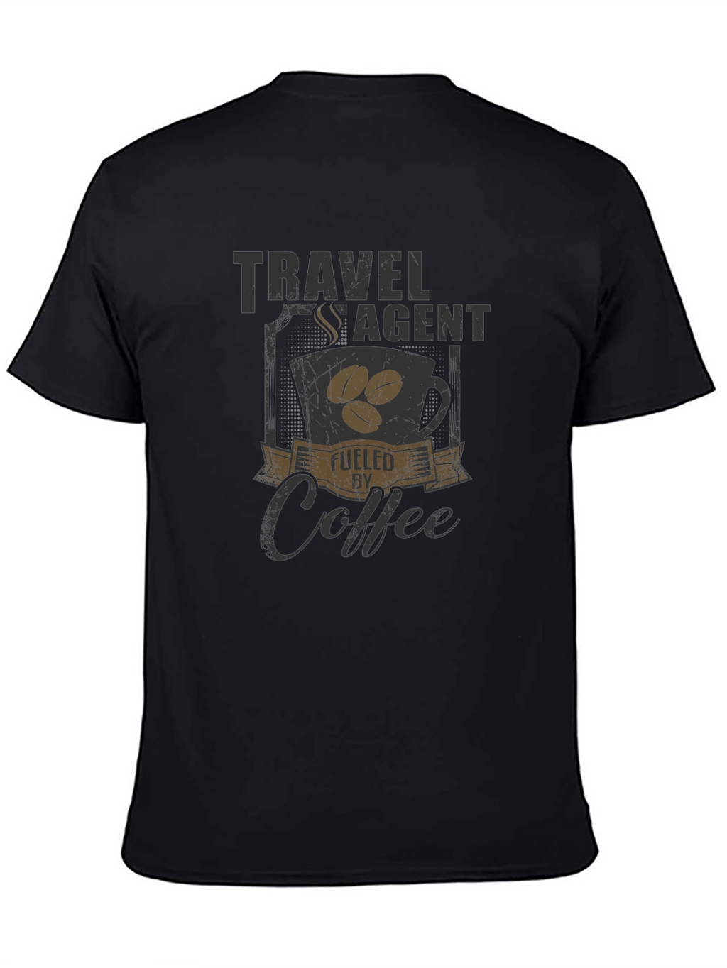 Travel Agent Fueled By Coffee Black T-Shirt