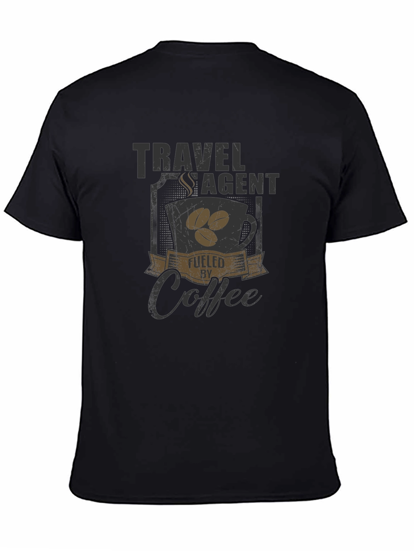Travel Agent Fueled By Coffee Black T-Shirt