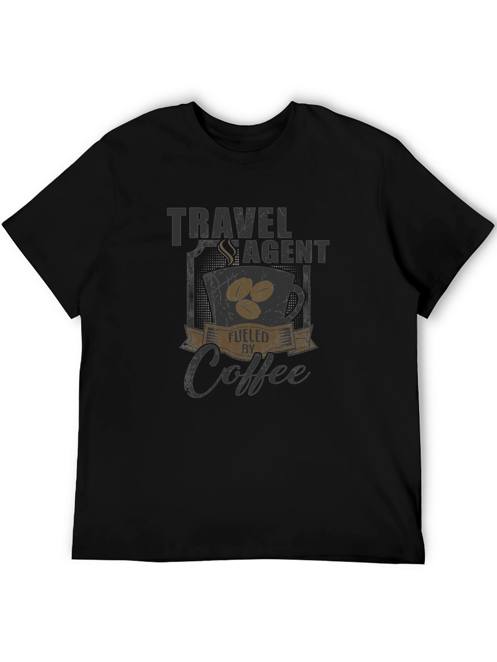 Travel Agent Fueled By Coffee Black T-Shirt
