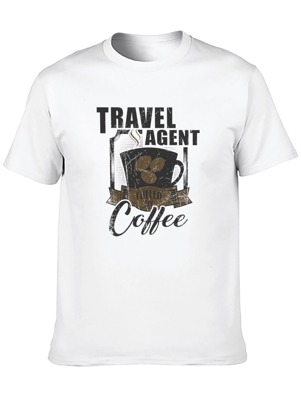 Travel Agent Fueled By Coffee Black T-Shirt