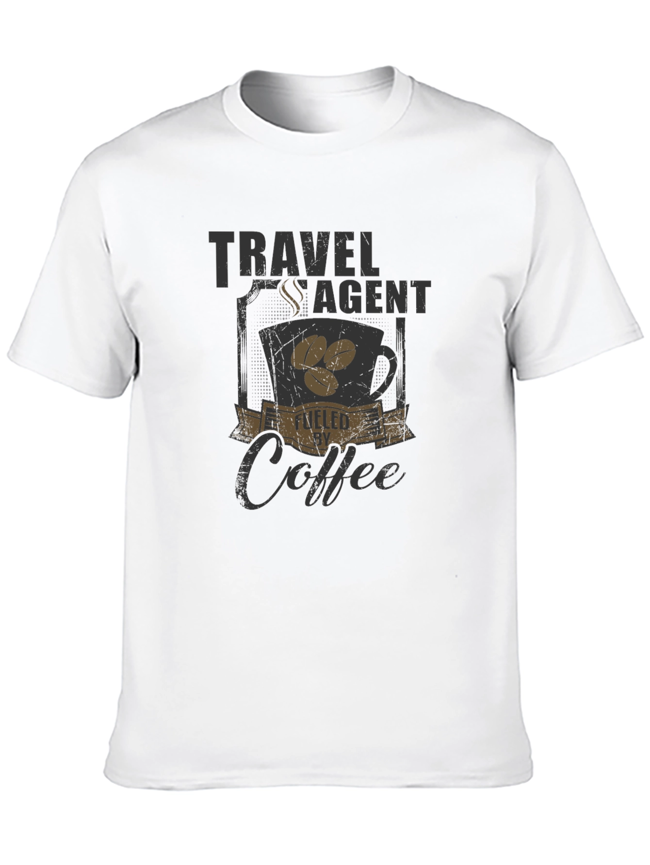 Travel Agent Fueled By Coffee Black T-Shirt