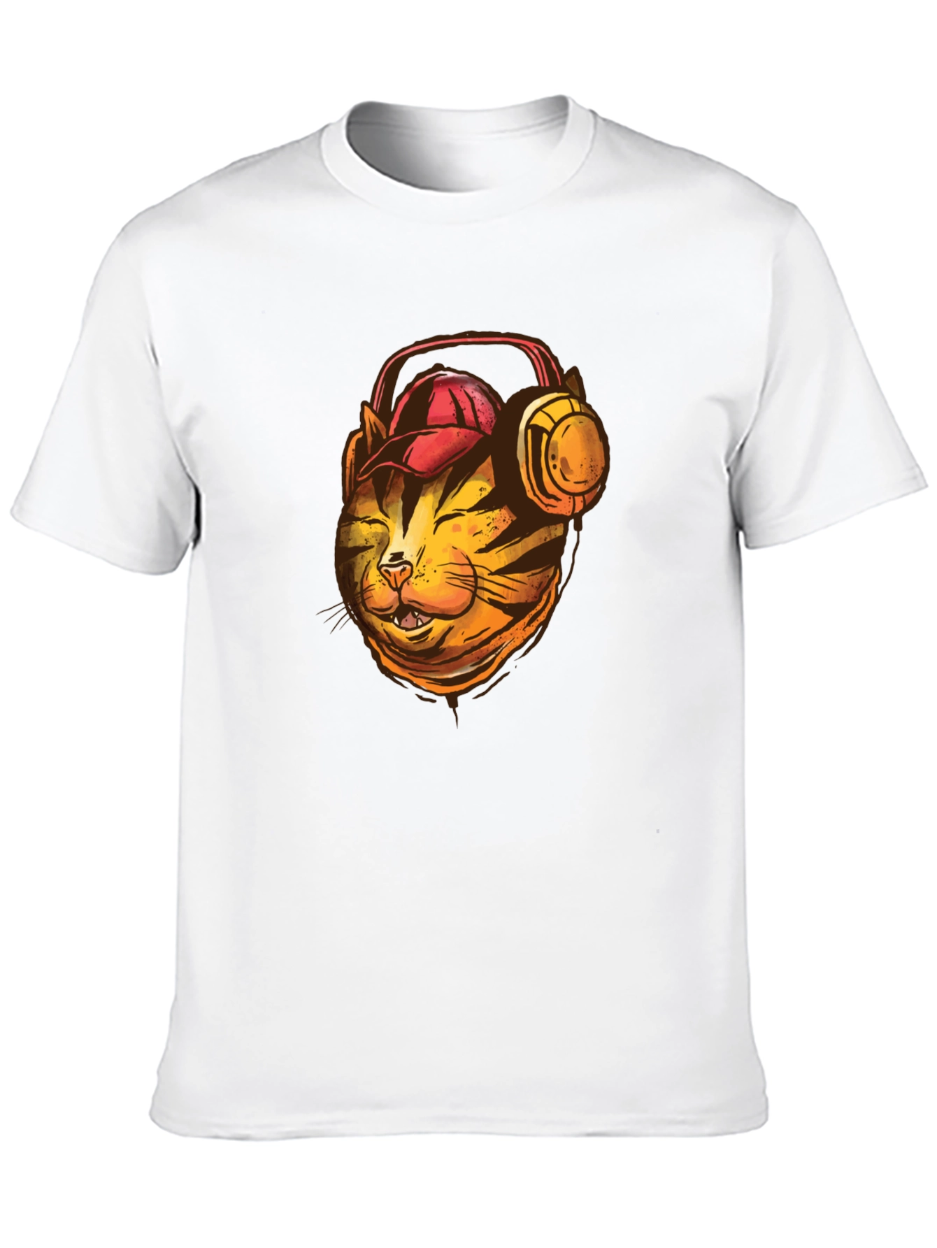 Cool Cat T-Shirt: Headphone-Wearing Feline Design