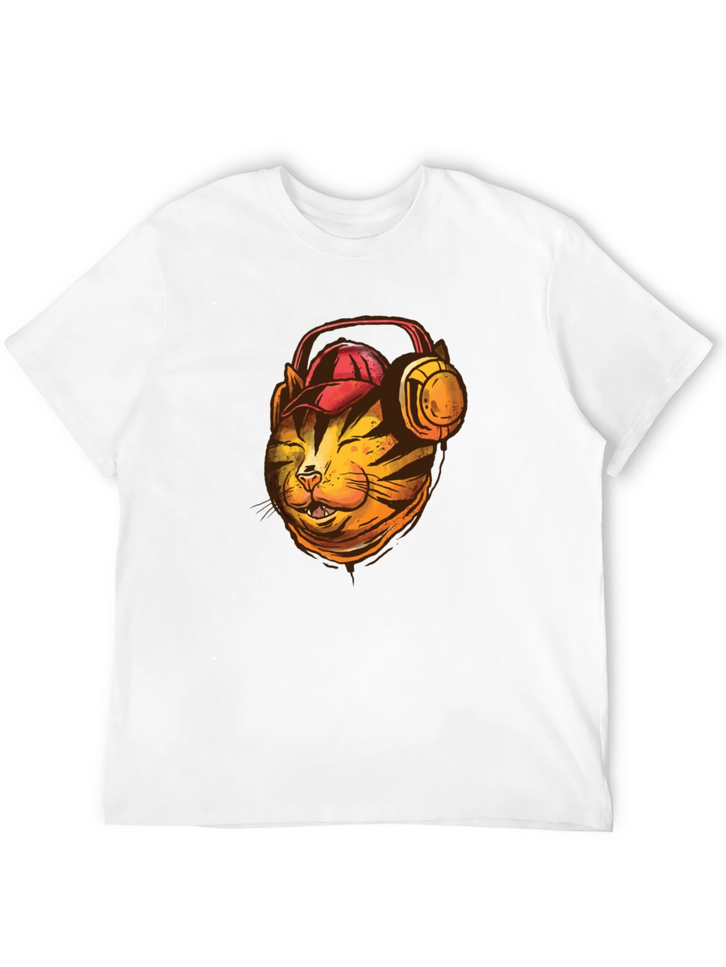 Cool Cat T-Shirt: Headphone-Wearing Feline Design
