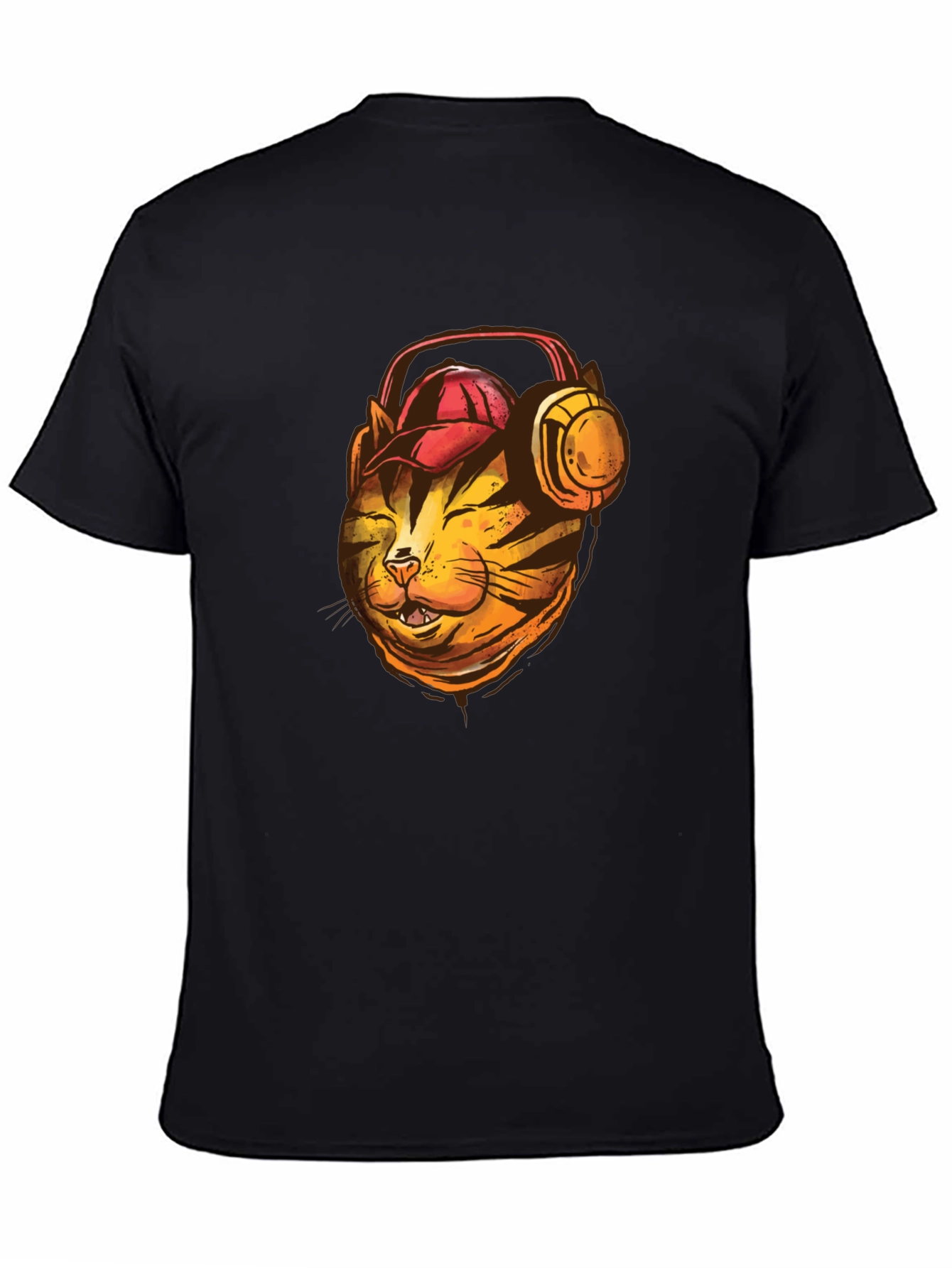 Cool Cat T-Shirt: Headphone-Wearing Feline Design