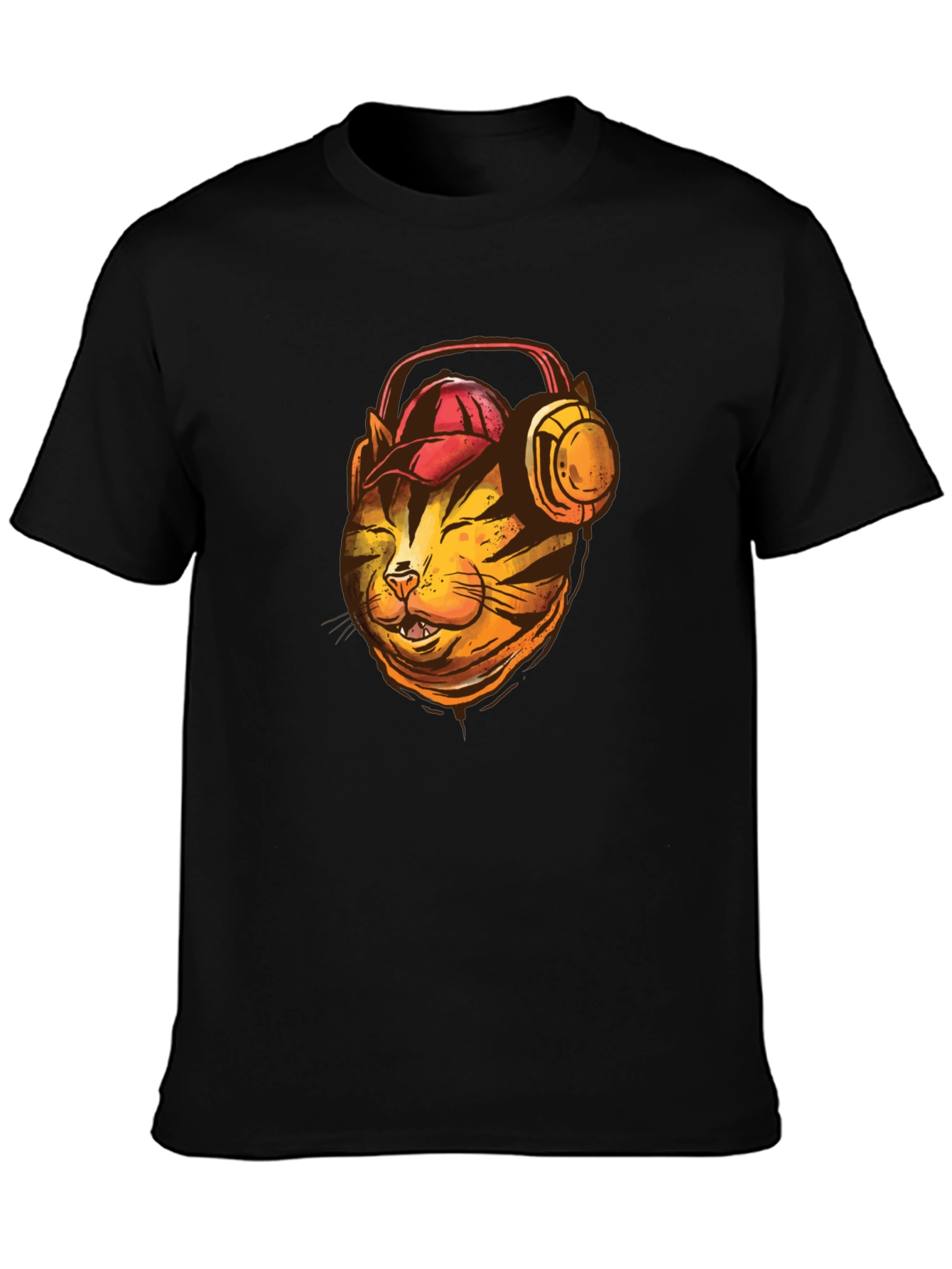Cool Cat T-Shirt: Headphone-Wearing Feline Design