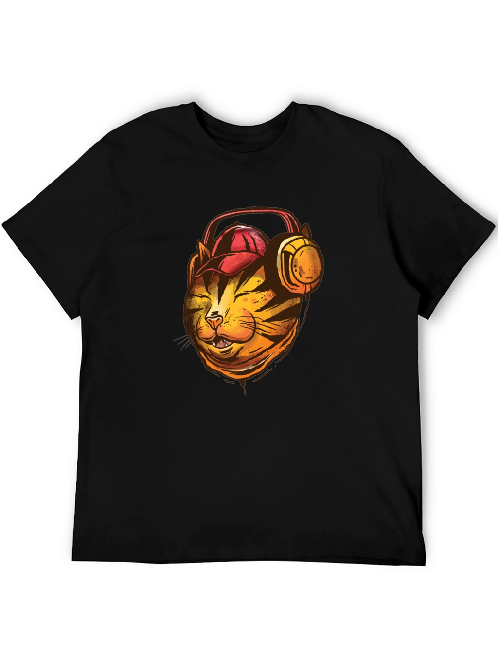 Cool Cat T-Shirt: Headphone-Wearing Feline Design