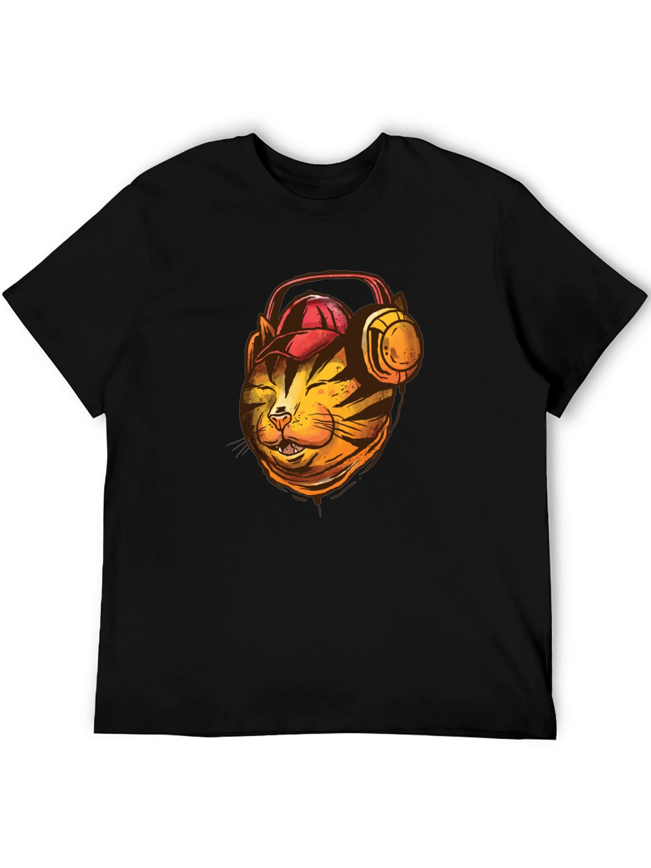 Cool Cat T-Shirt: Headphone-Wearing Feline Design