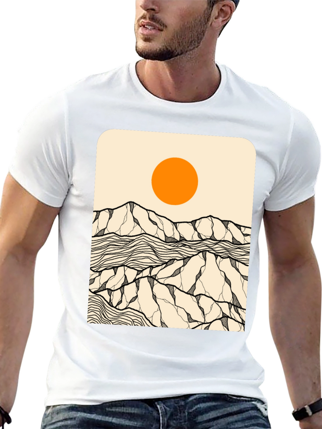 Abstract Mountain Sun Graphic Tee