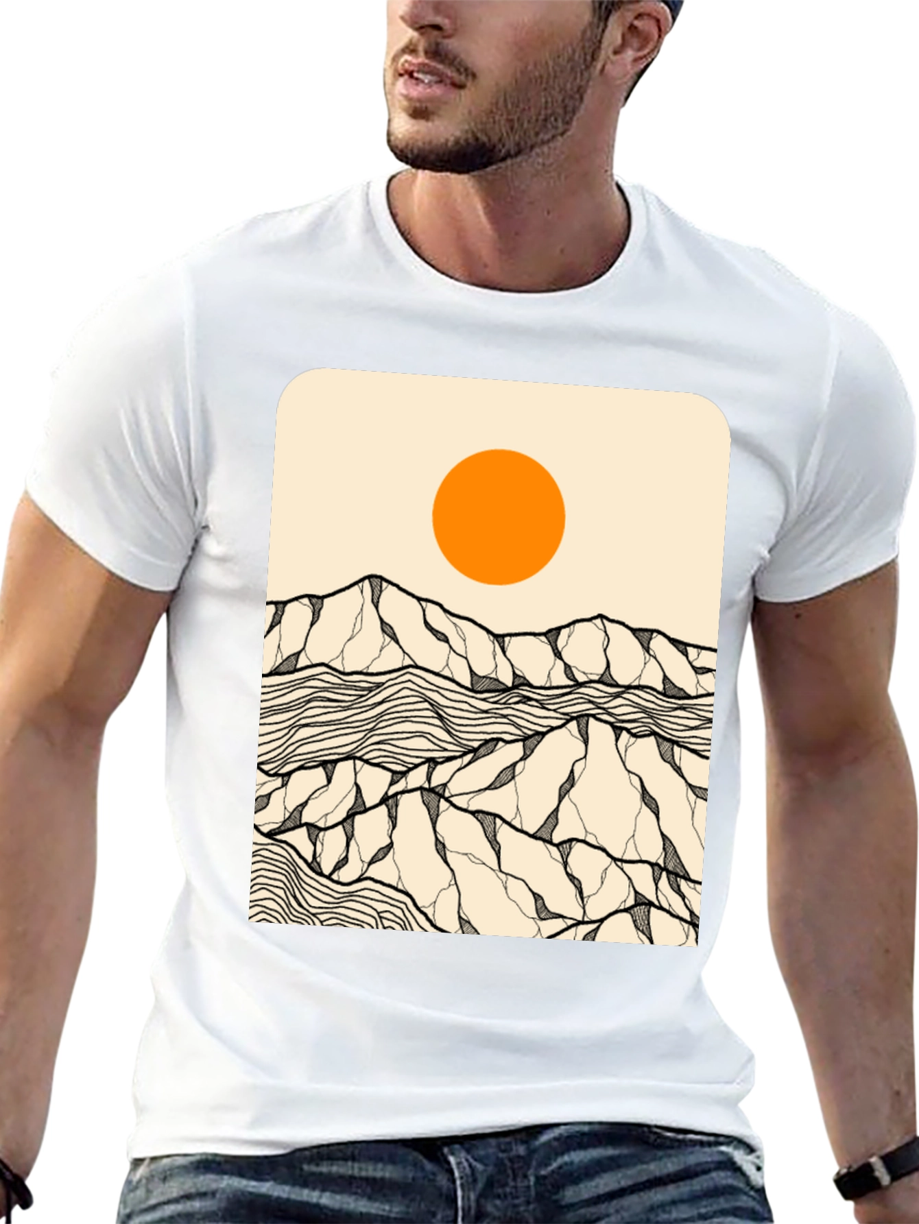 Abstract Mountain Sun Graphic Tee