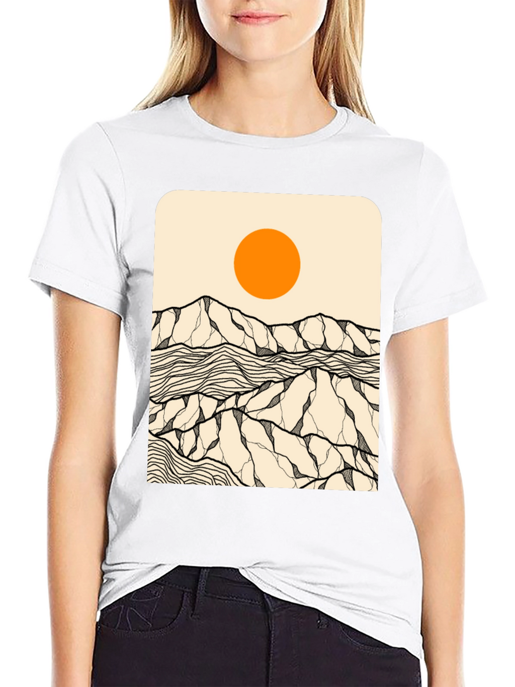 Abstract Mountain Sun Graphic Tee