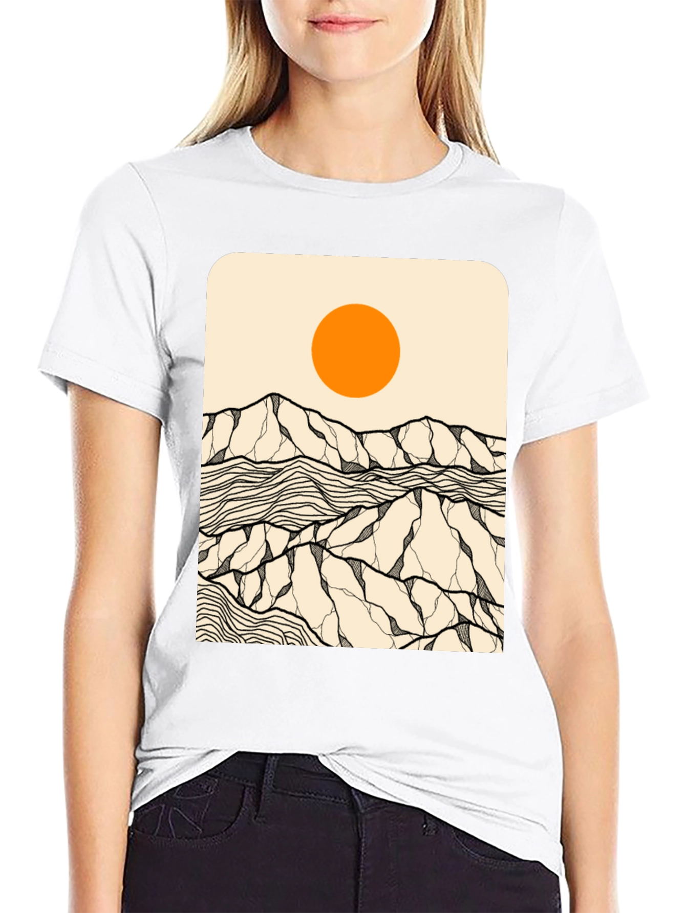 Abstract Mountain Sun Graphic Tee
