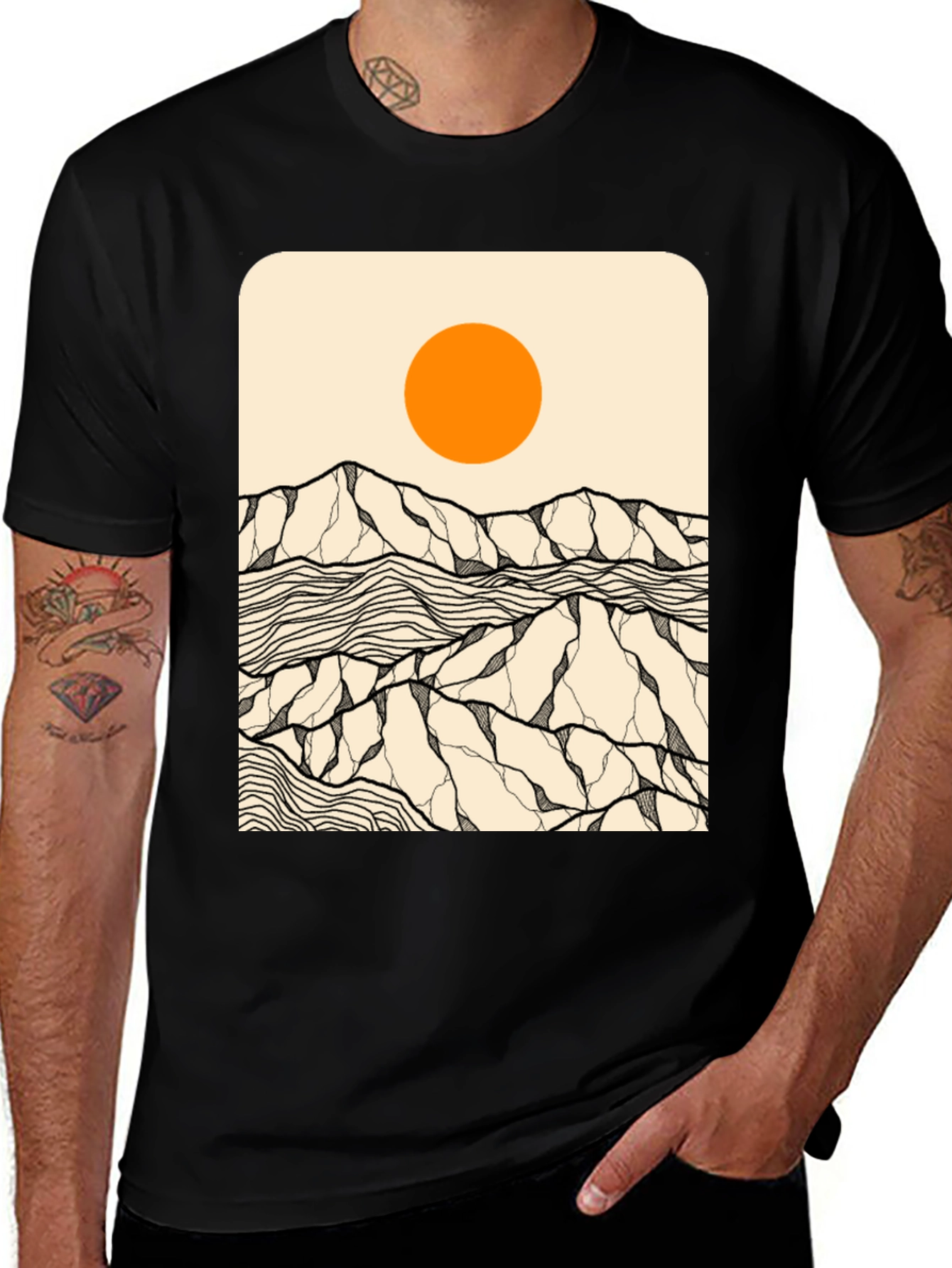 Abstract Mountain Sun Graphic Tee