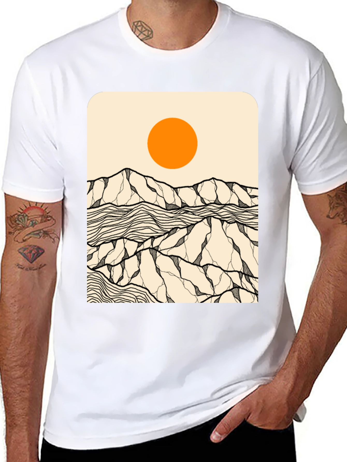 Abstract Mountain Sun Graphic Tee