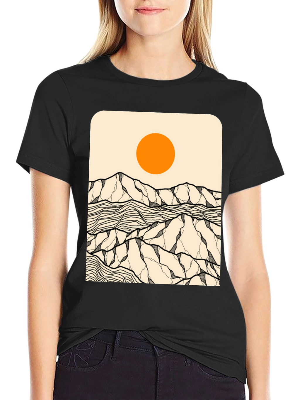 Abstract Mountain Sun Graphic Tee
