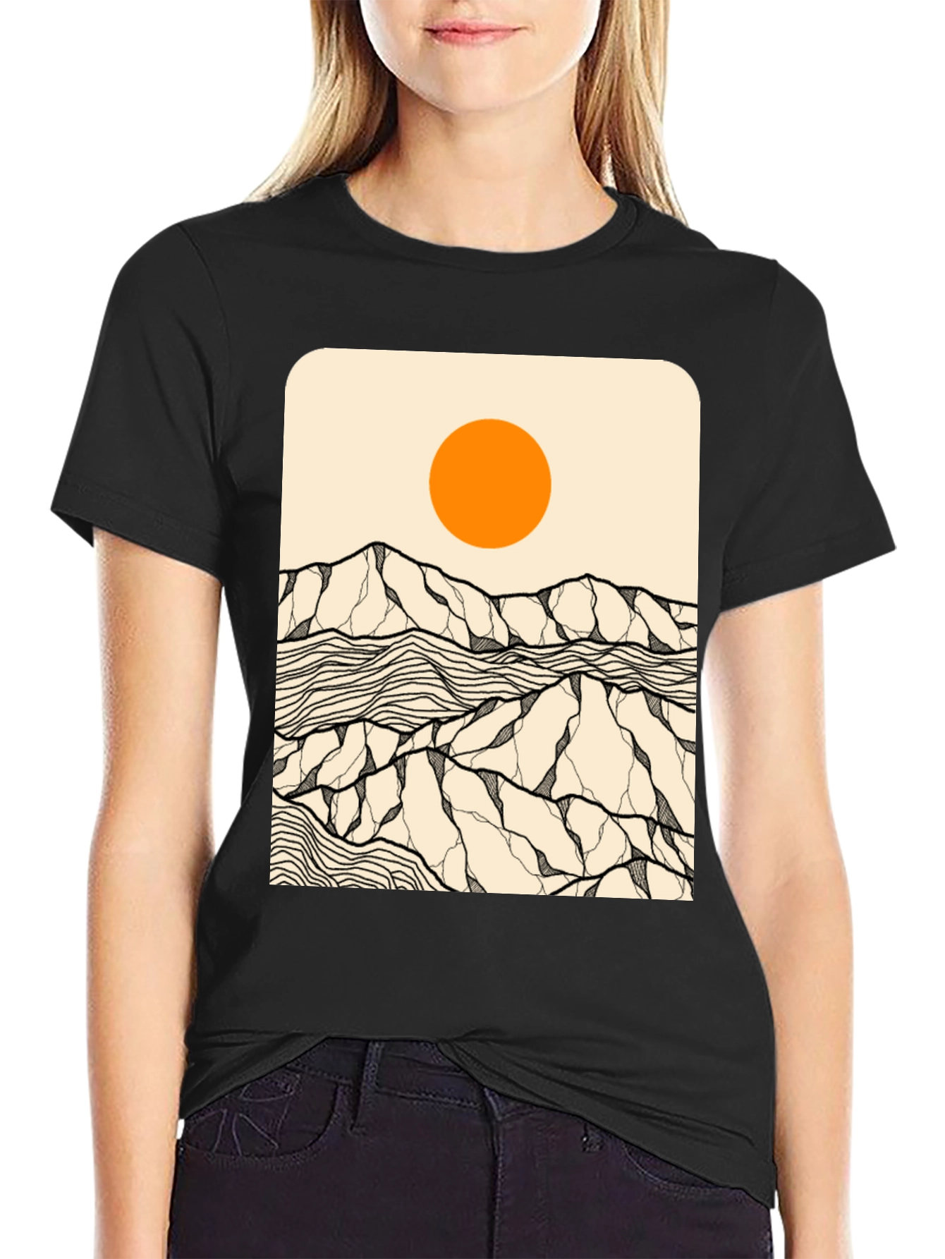 Abstract Mountain Sun Graphic Tee
