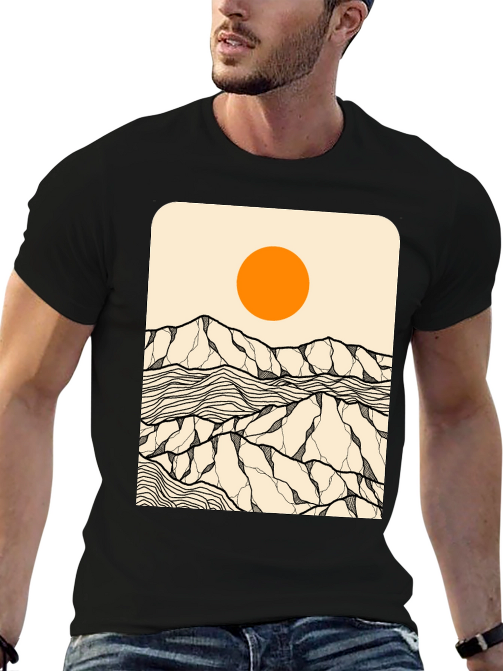 Abstract Mountain Sun Graphic Tee