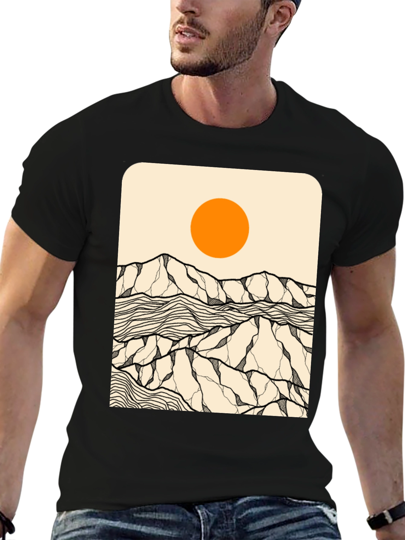 Abstract Mountain Sun Graphic Tee