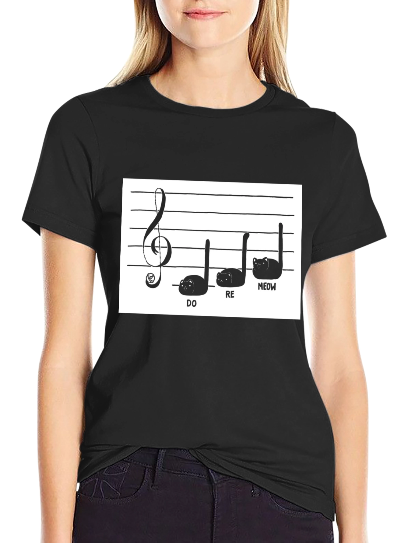 Cat Music Note T-Shirt - Funny Treble Clef Tee