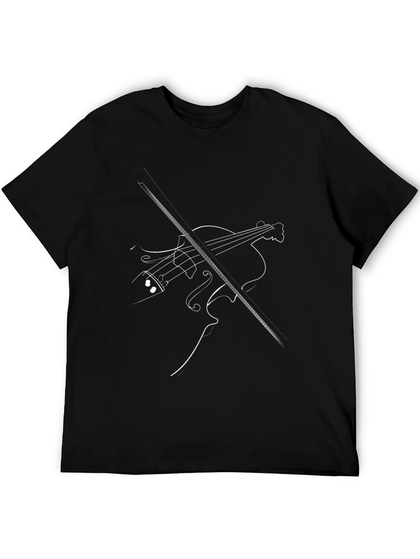 Abstract Cello Graphic Tee - Black Cotton T-Shirt