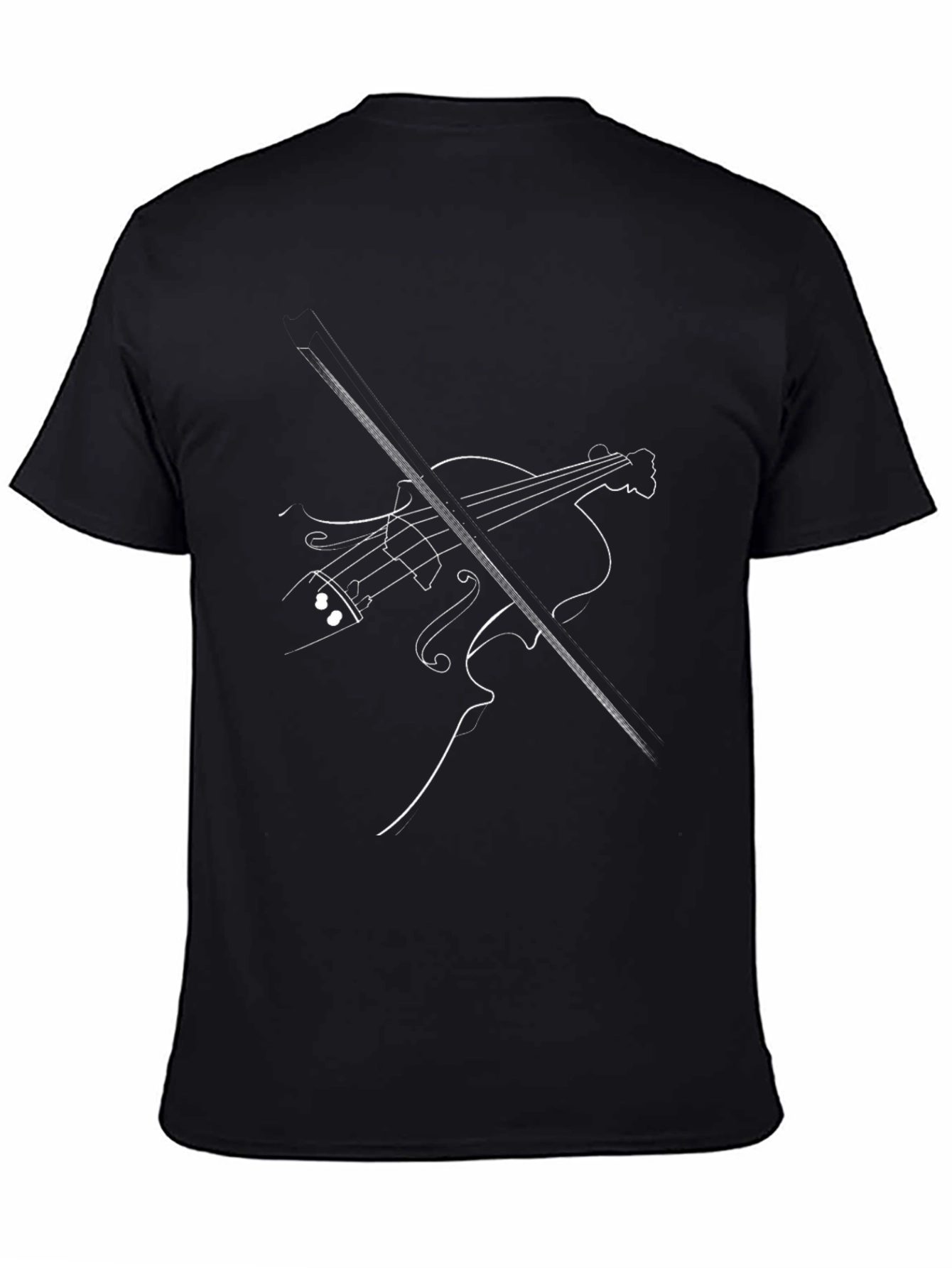 Abstract Cello Graphic Tee - Black Cotton T-Shirt