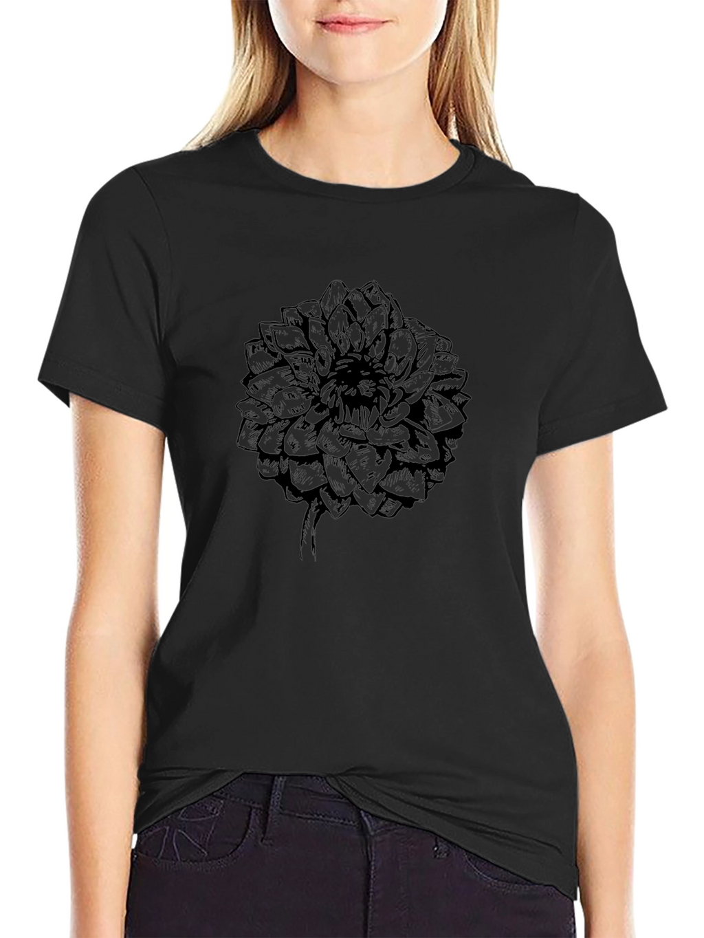 Black Floral Graphic Print Tee
