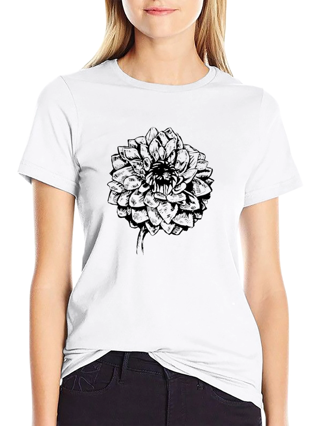 Black Floral Graphic Print Tee