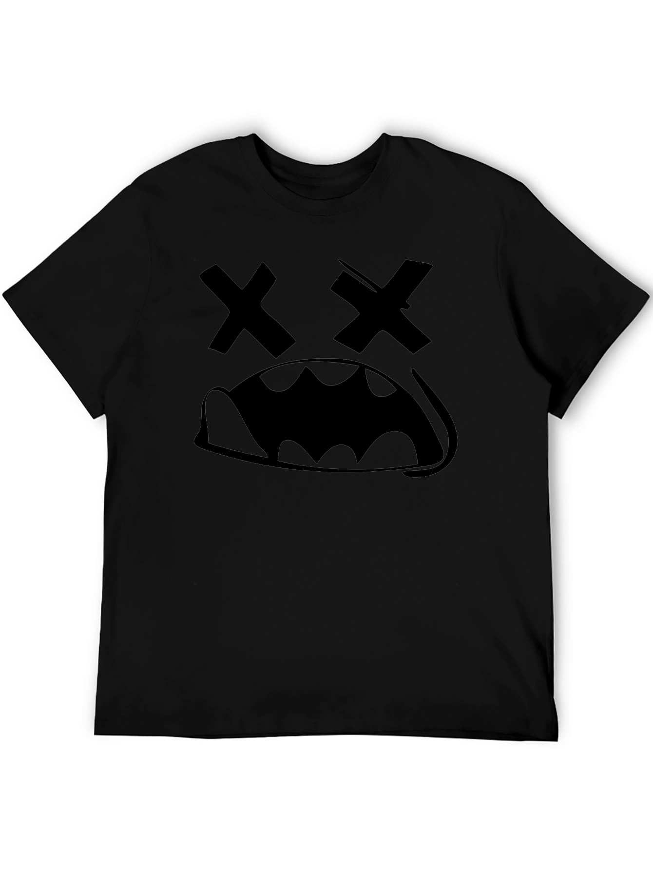 Black Graphic Tee - X Eyes Cartoon Face