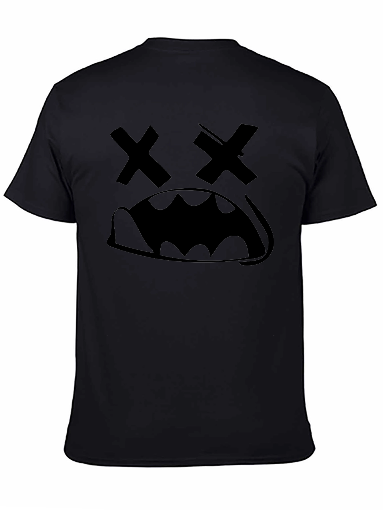 Black Graphic Tee - X Eyes Cartoon Face