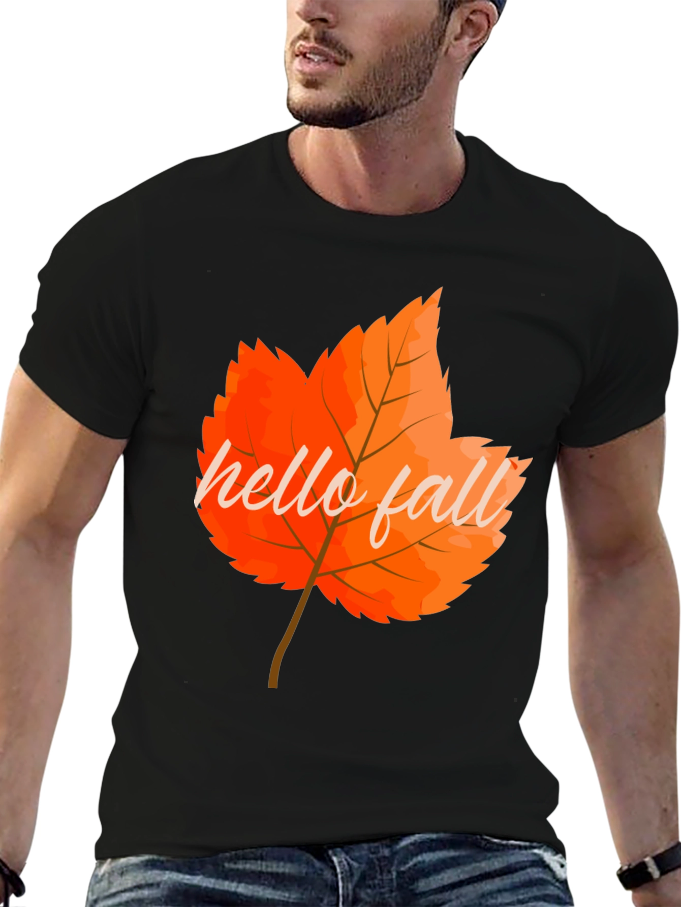 Hello Fall Autumn Leaf Graphic Tee