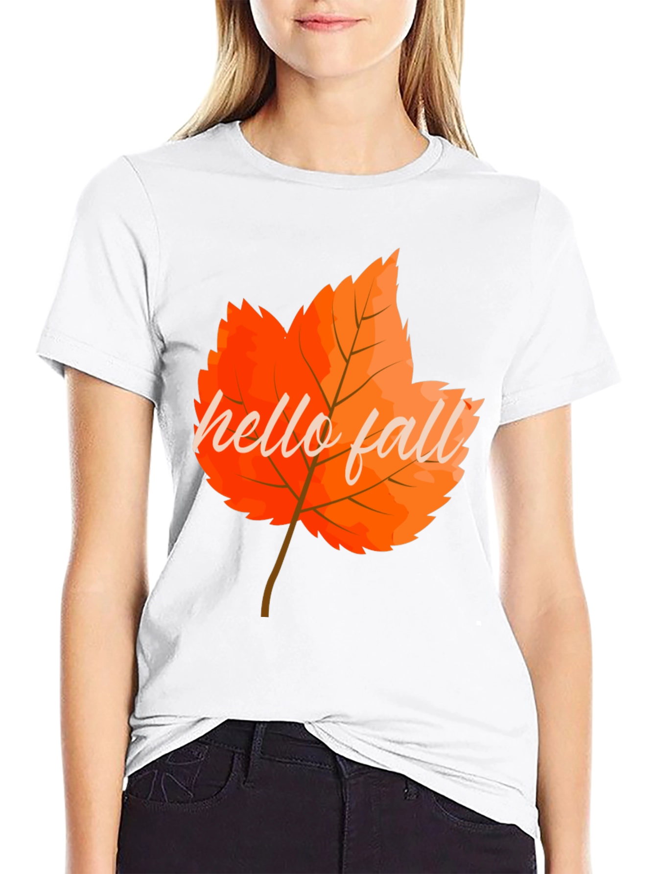 Hello Fall Autumn Leaf Graphic Tee