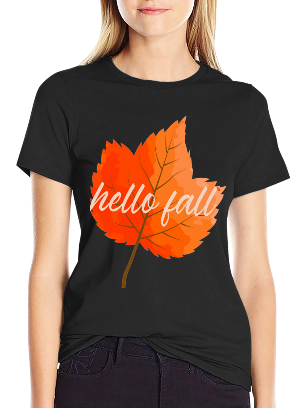 Hello Fall Autumn Leaf Graphic Tee