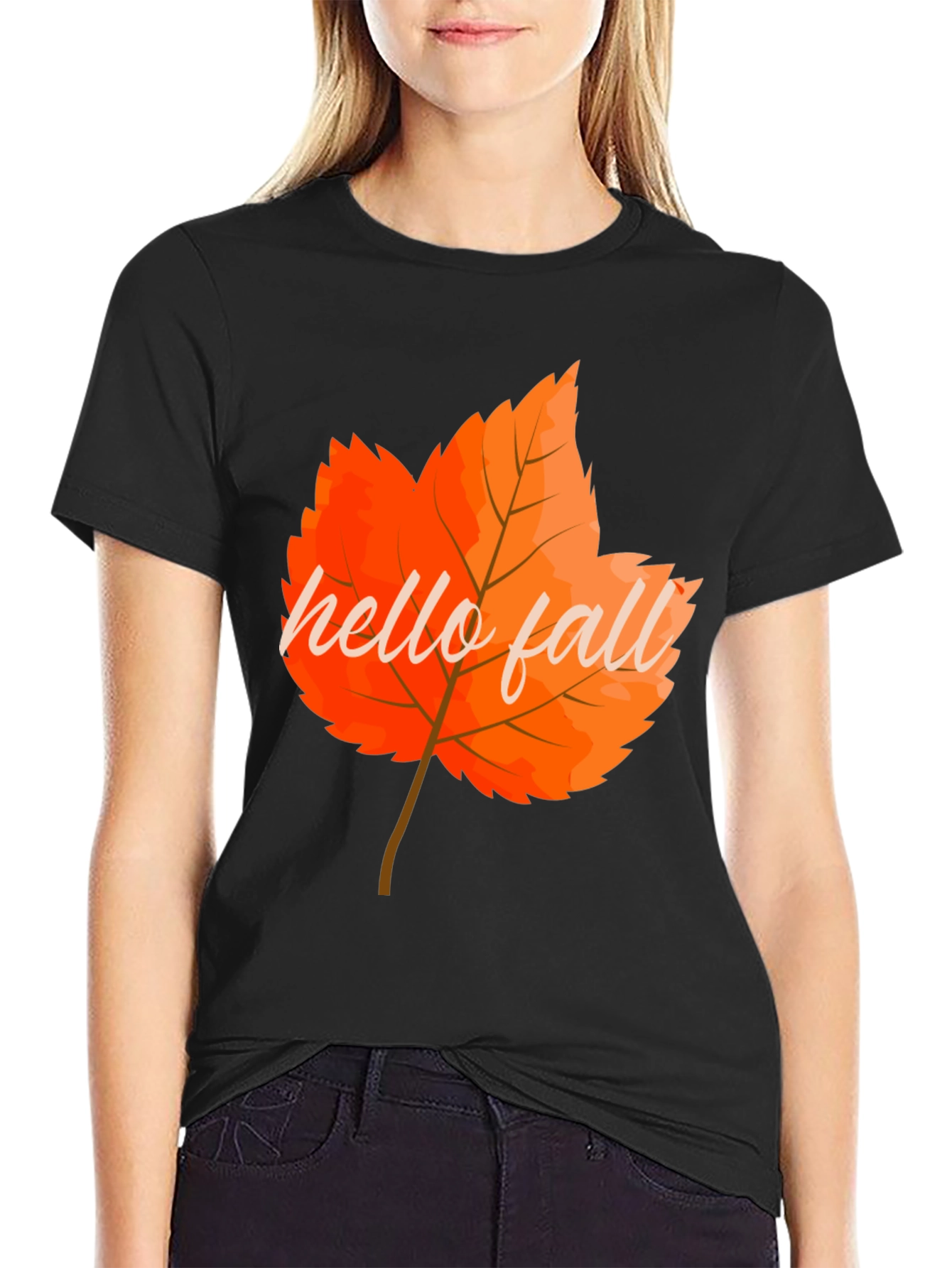 Hello Fall Autumn Leaf Graphic Tee