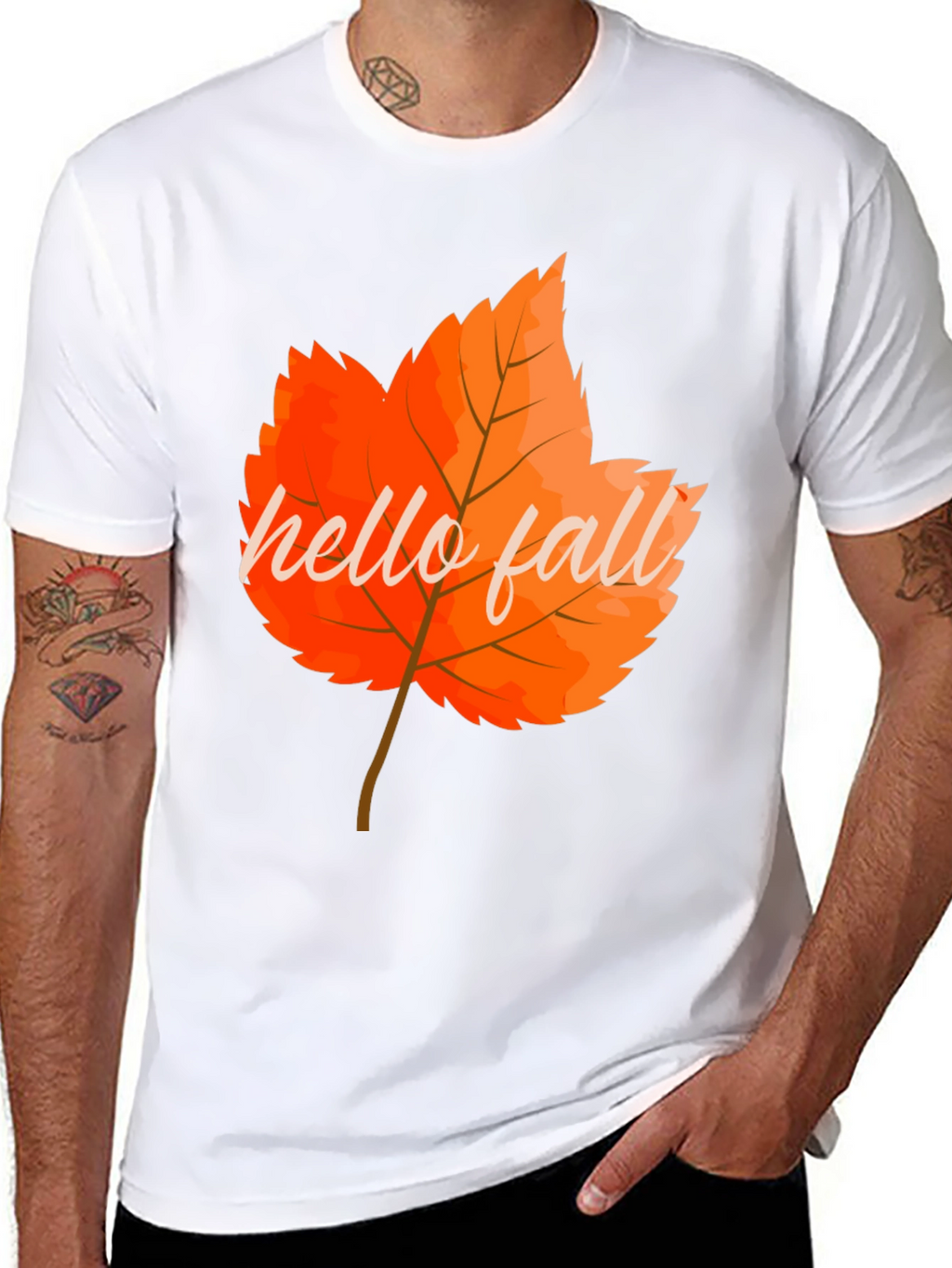 Hello Fall Autumn Leaf Graphic Tee