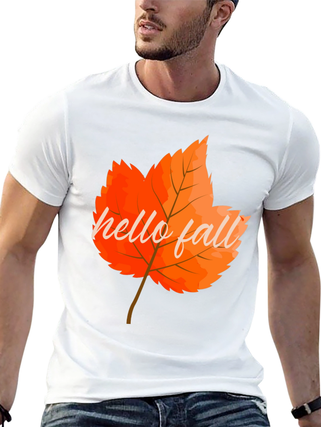 Hello Fall Autumn Leaf Graphic Tee